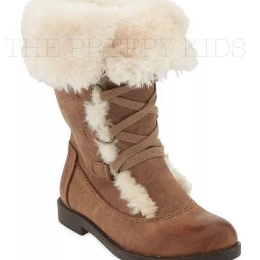 NWT OLD NAVY FURRY LACE-FRONT BOOTS
